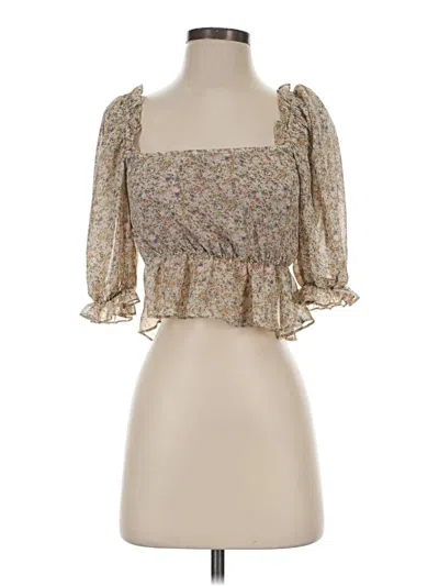 Pre-owned Astr 3/4 Sleeve Blouse In Tan