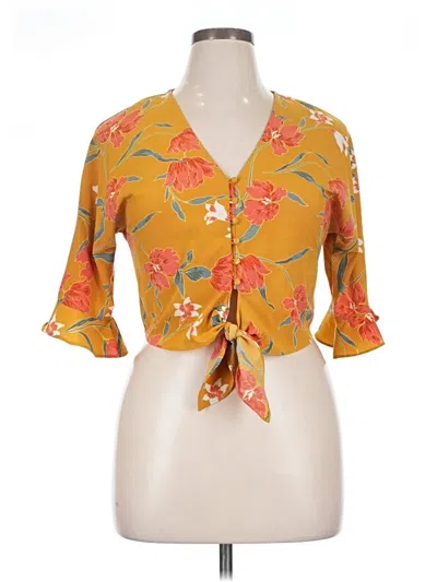 Pre-owned Astr 3/4 Sleeve Blouse In Yellow