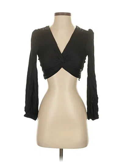 Pre-owned Astr 3/4 Sleeve Top Black Plunge Neckline Tops