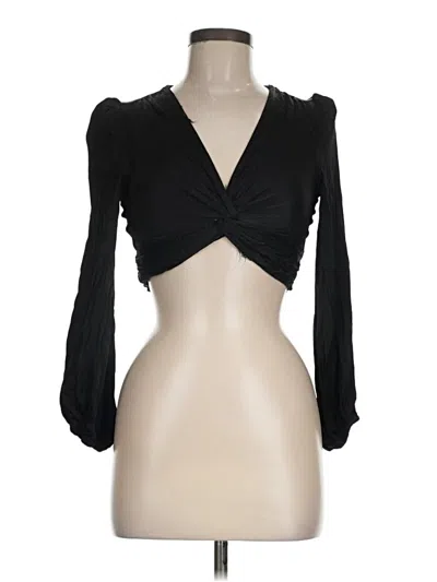 Pre-owned Astr 3/4 Sleeve Top Black Plunge Neckline Tops