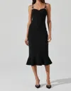 Astr The Label Adana Bow Strap Ruffle Midi Dress In Black