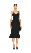 Astr The Label Adana Bow Strap Ruffle Midi Dress In Black