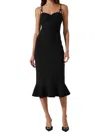 Astr The Label Adana Bow Strap Ruffle Midi Dress In Black