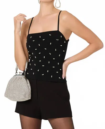 Astr Addie Pearl Rhinestone Sweater Tank Top In Black