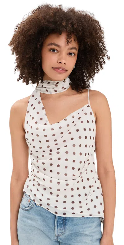 Astr Adrie Top Cream Polka Dot In White