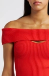 ASTR AINSLEY CUTOUT OFF THE SHOULDER SWEATER