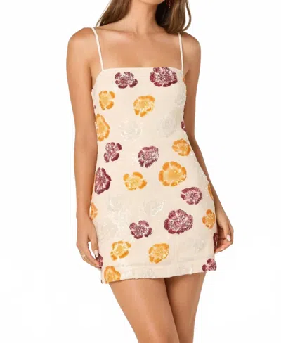 Astr Akira Sequin Mini Dress In Ivory Multi Floral