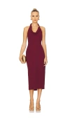 Astr The Label Alanna Metal Buckle Detail Halter Neck Dress In Burgundy
