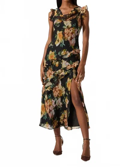 Astr Alinta Dress In Black Floral In Multi