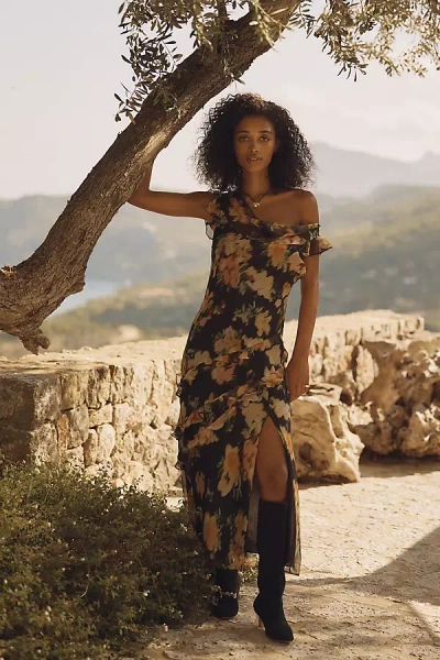Astr Alinta Sleeveless Ruffle Maxi Dress In Brown