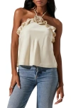 Astr Alix Rosette Halter Top In Beige