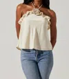 Astr Alix Rosette Halter Top In White