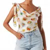Astr Allexina Cowl Neckline Top In Ivory Fruit Cocktail In Multi