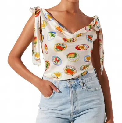 Astr Allexina Cowl Neckline Top In Ivory Fruit Cocktail In White