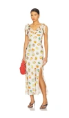 Astr The Label Allexina Printed Tie Shoulder Midi Dress In White