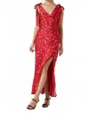 Astr Allexina Satin Cowl Neck Midi Dress In Red Polka Dot In Red