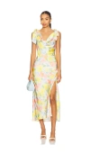 Astr Allexina Front Thigh Slit Maxi Dress In Yellow Water In Yellow