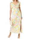 Astr Allexina Front Thigh Slit Maxi Dress In Yellow Water In Animal Print
