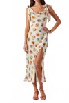 Astr The Label Allexina Printed Tie Shoulder Midi Dress In Multi