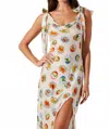 Astr The Label Allexina Printed Tie Shoulder Midi Dress In Multi