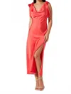 Astr The Label Allexina Tie Shoulder Satin Midi Dress In Red