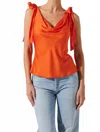 Astr Allexina Satin Cowl Neck Top In Orange In Orange