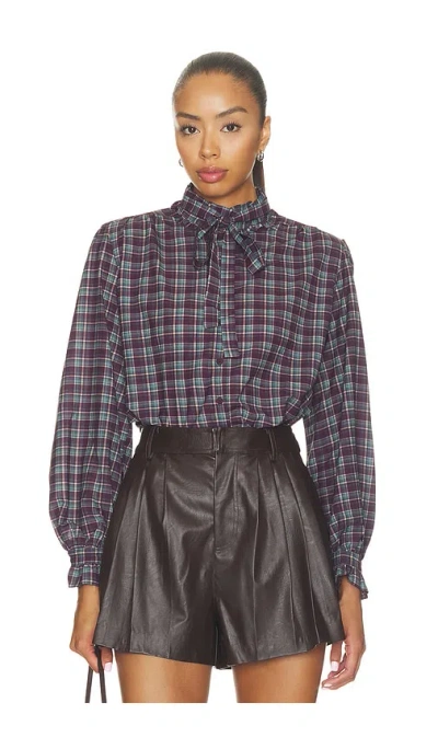 Astr Alyssa Top In Eggplant Plaid