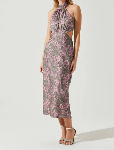 Astr Ambretta Floral Halter Midi Dress In Pink Floral Print In Multi