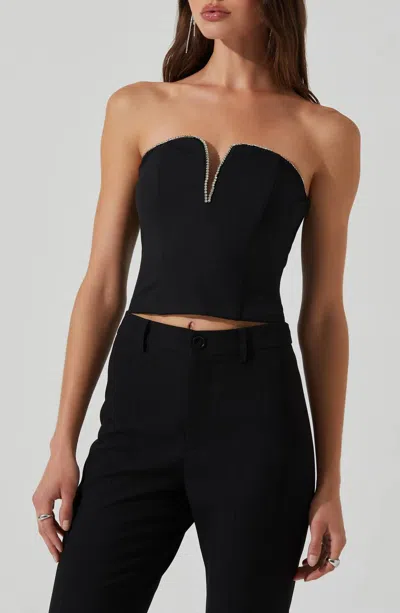 Astr The Label Amell Embellished Trim Strapless Top In Black