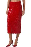 Astr The Label Amos Paillette Midi Skirt In Red