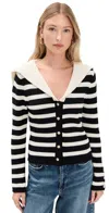 Astr The Label Analissa Stripe Collar Cardigan In Stripe Cream Black