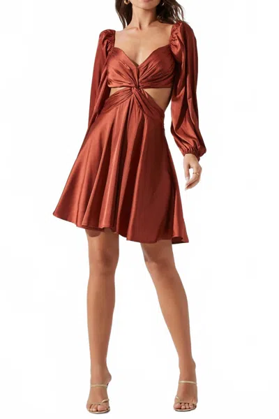 Astr Anamaria Cut Out Mini Dress In Rust In Multi