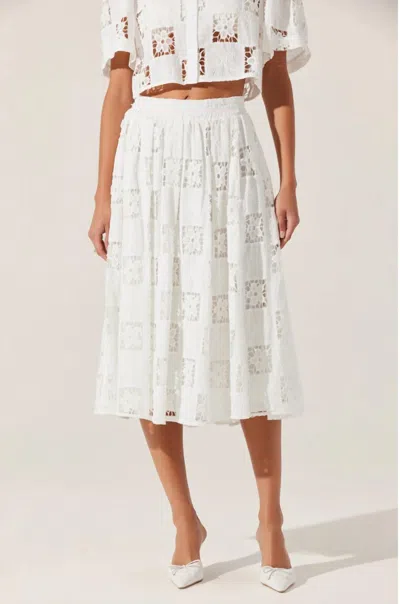 Astr Andolina Crochet Lace Midi Skirt In White