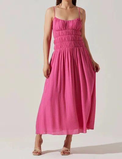 Astr Women's Andrina Smocked Sleeveless Midi Dress In Pink