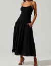 Astr The Label Andrina Shirred Maxi Sundress In Black