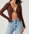 Astr Angelique Cardigan In Brown In Brown