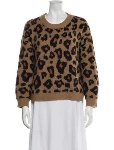 Pre-owned Astr Animal Print Crew Neck Sweater In Brown