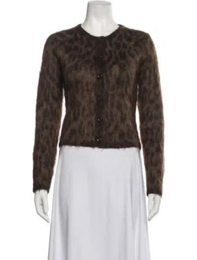 Pre-owned Astr Animal Print Crew Neck Sweater In Brown