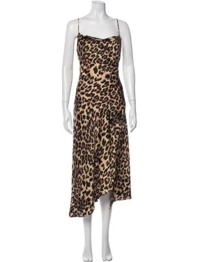 Pre-owned Astr Animal Print Long Dress In Neutral