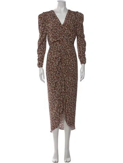 Pre-owned Astr Animal Print Midi Length Dress In Brown
