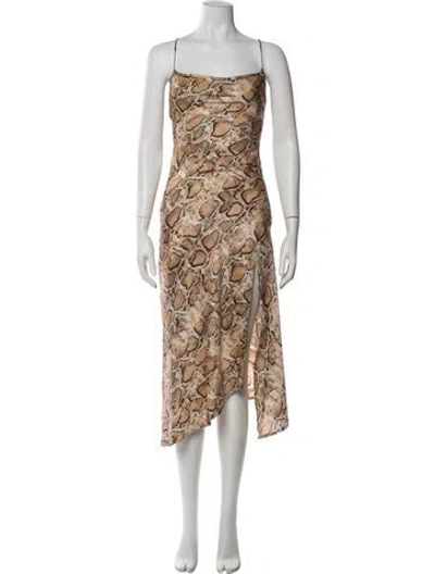Pre-owned Astr Animal Print Midi Length Dress In Neutral