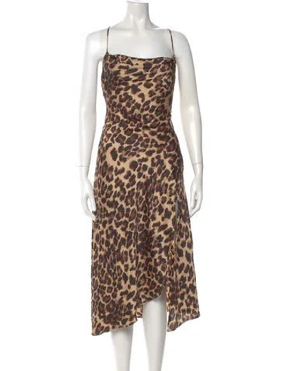 Pre-owned Astr Animal Print Midi Length Dress In Neutral