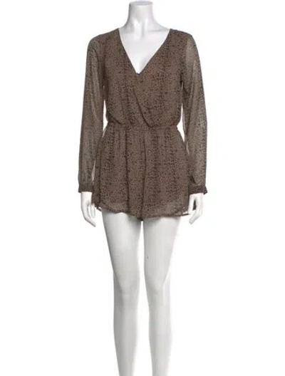 Pre-owned Astr Animal Print V-neck Romper In Neutrals