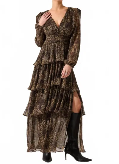 Astr Anora Dress In Leopard Print In Brown