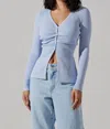 Shop Astr Ansen Cardigan In Powder Bluecolor
