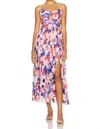 Astr Aquata Midi Dress In Orange Blue Abstract In Multi