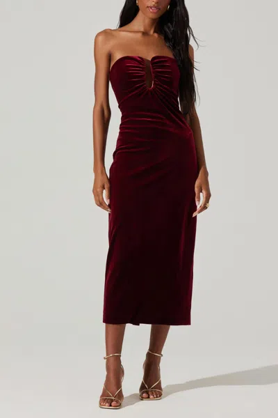 Astr Arista Dress In Wine In Pink