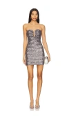 Astr The Label Arista Strapless Sequin Minidress In Metallic Silver