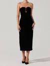 Astr Arista Sweetheart Velvet Midi Dress In Black In Black
