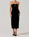 Astr Arista Sweetheart Velvet Midi Dress In Black In Black